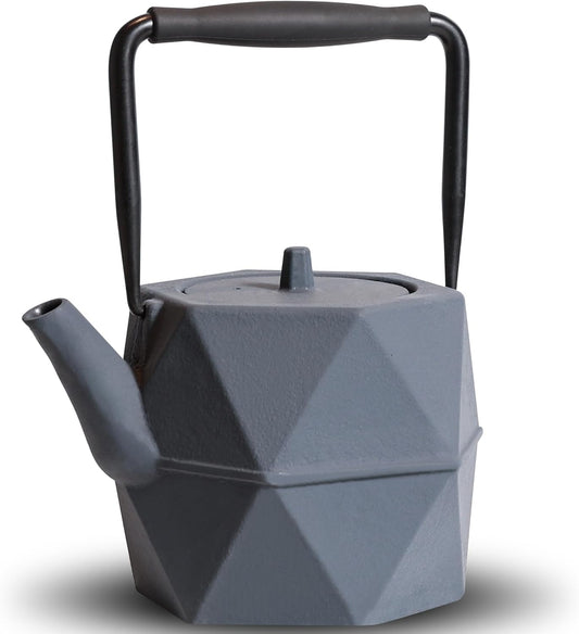 Geometric - Shaped Gray Cast Iron Teapot: A Fusion of Modern Design and Timeless Functionality