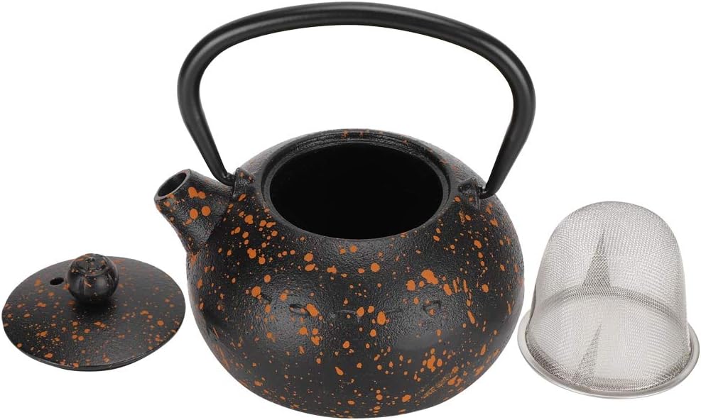 Black Cast Iron Teapot with Orange Speckle Pattern: A Blend of Artistry, Durability, and Tea - Brewing Excellence