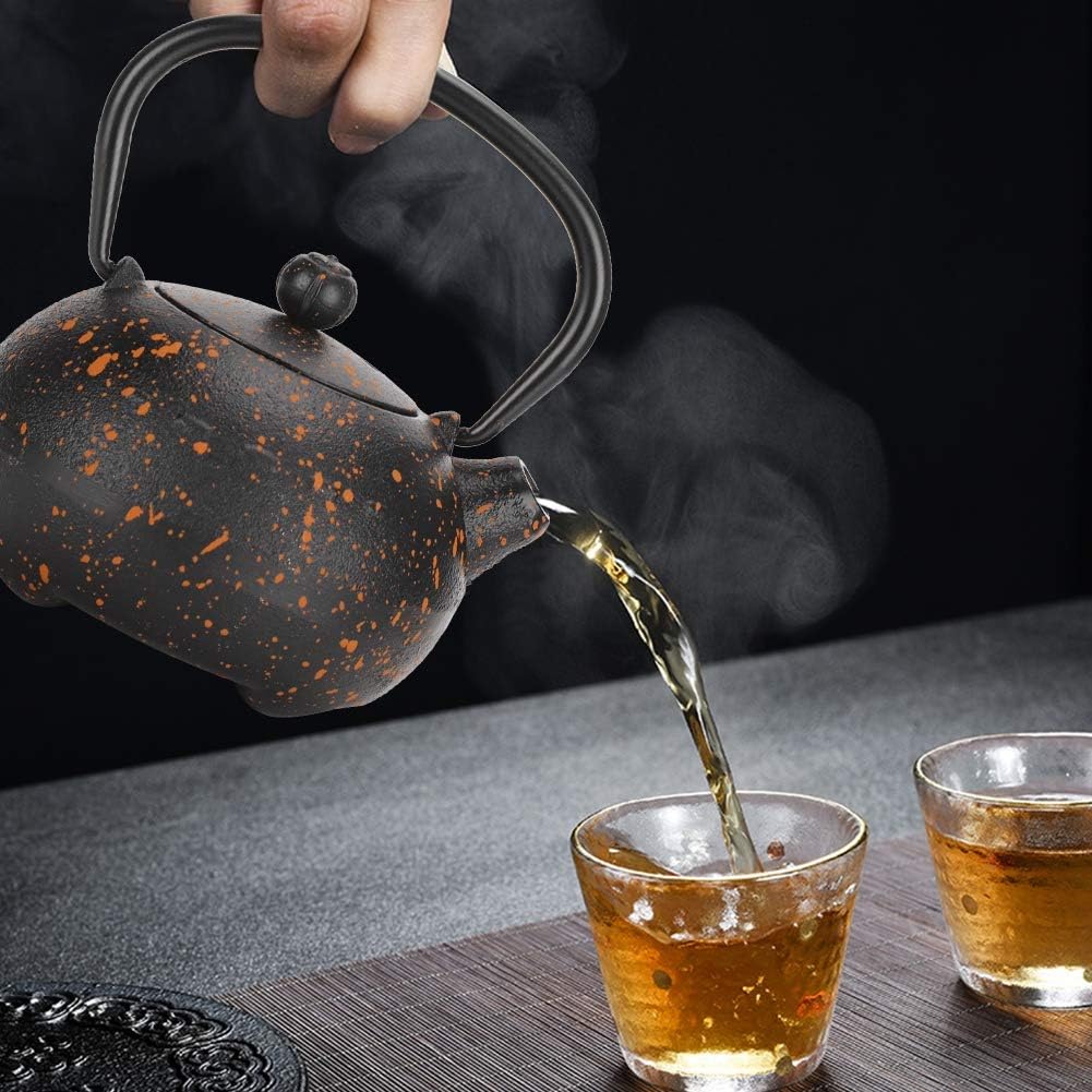Black Cast Iron Teapot with Orange Speckle Pattern: A Blend of Artistry, Durability, and Tea - Brewing Excellence