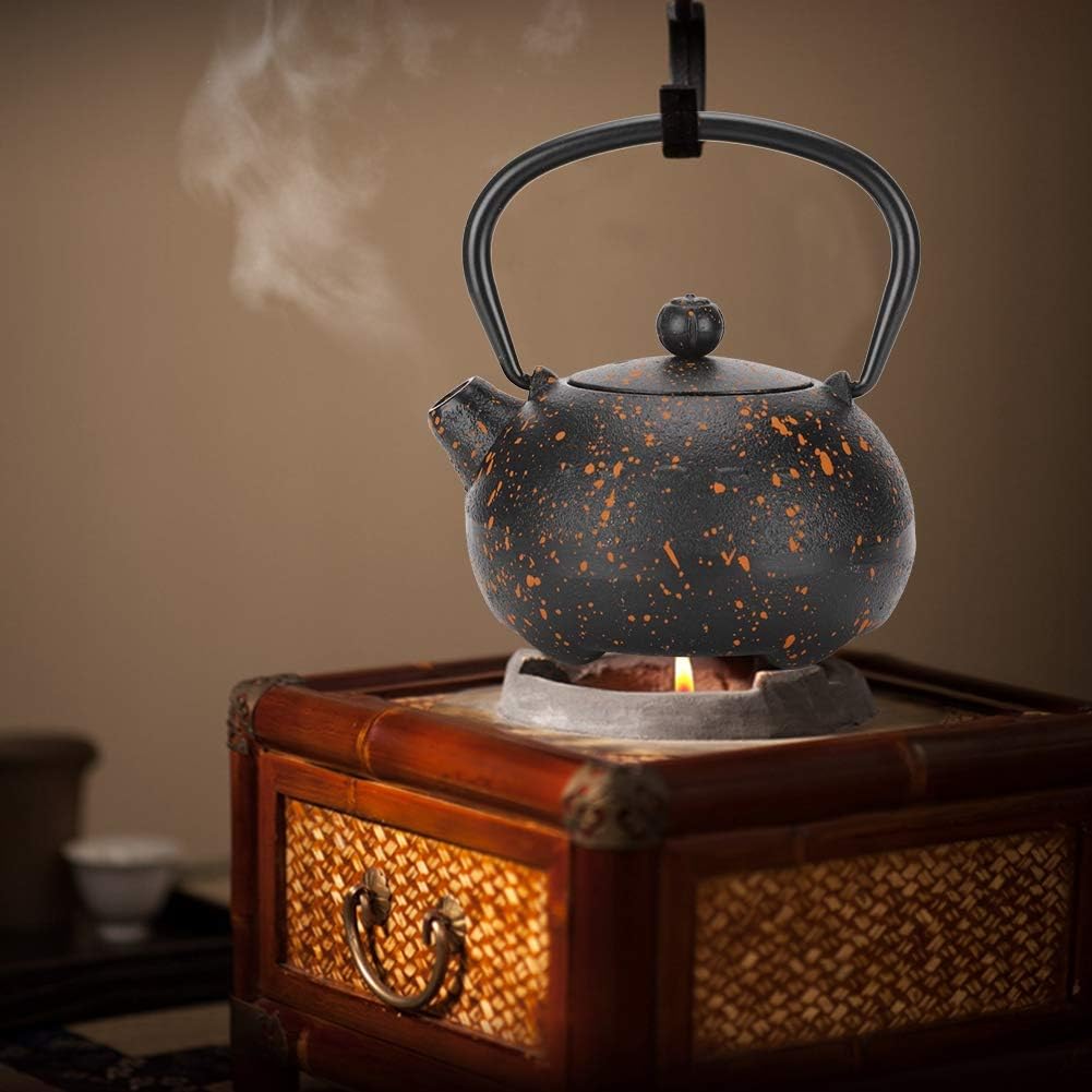 Black Cast Iron Teapot with Orange Speckle Pattern: A Blend of Artistry, Durability, and Tea - Brewing Excellence