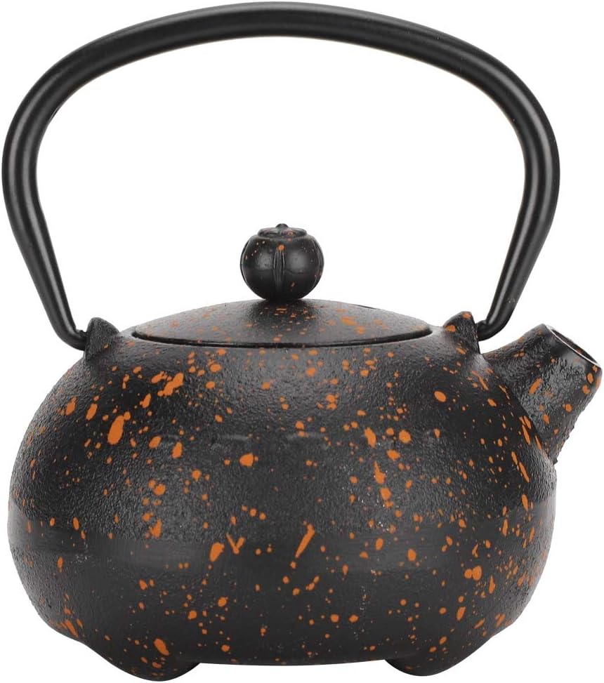 Black Cast Iron Teapot with Orange Speckle Pattern: A Blend of Artistry, Durability, and Tea - Brewing Excellence