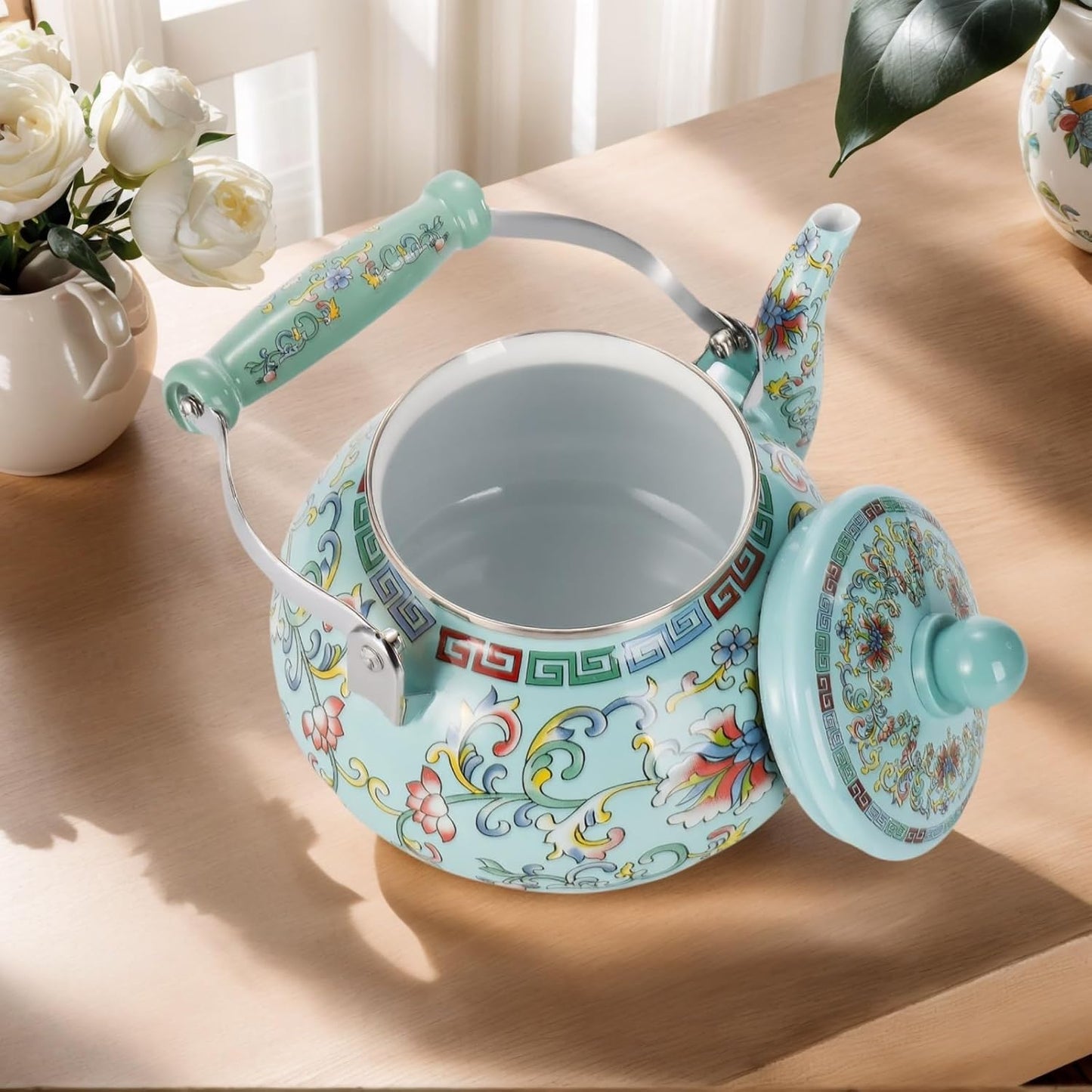 Enamel Teapot with Floral Pattern: A Fusion of Art, Function, and Versatility