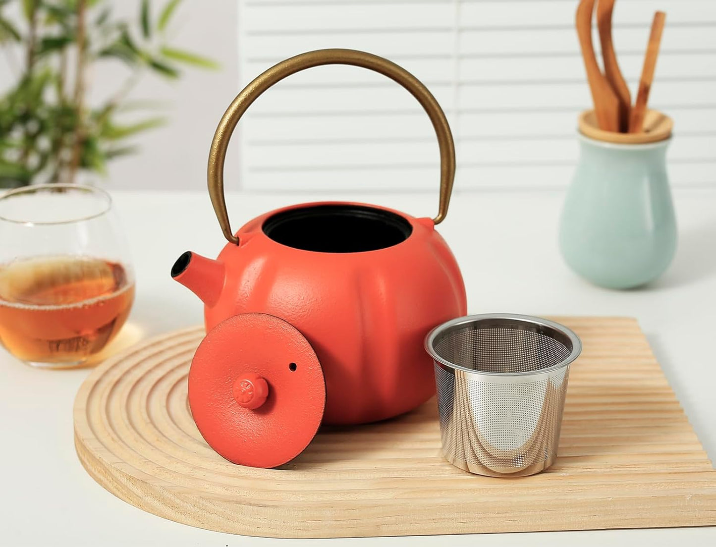 Pumpkin - Shaped Orange Cast Iron Teapot: A Delightful Fusion of Whimsy, Durability, and Tea - Brewing Excellence