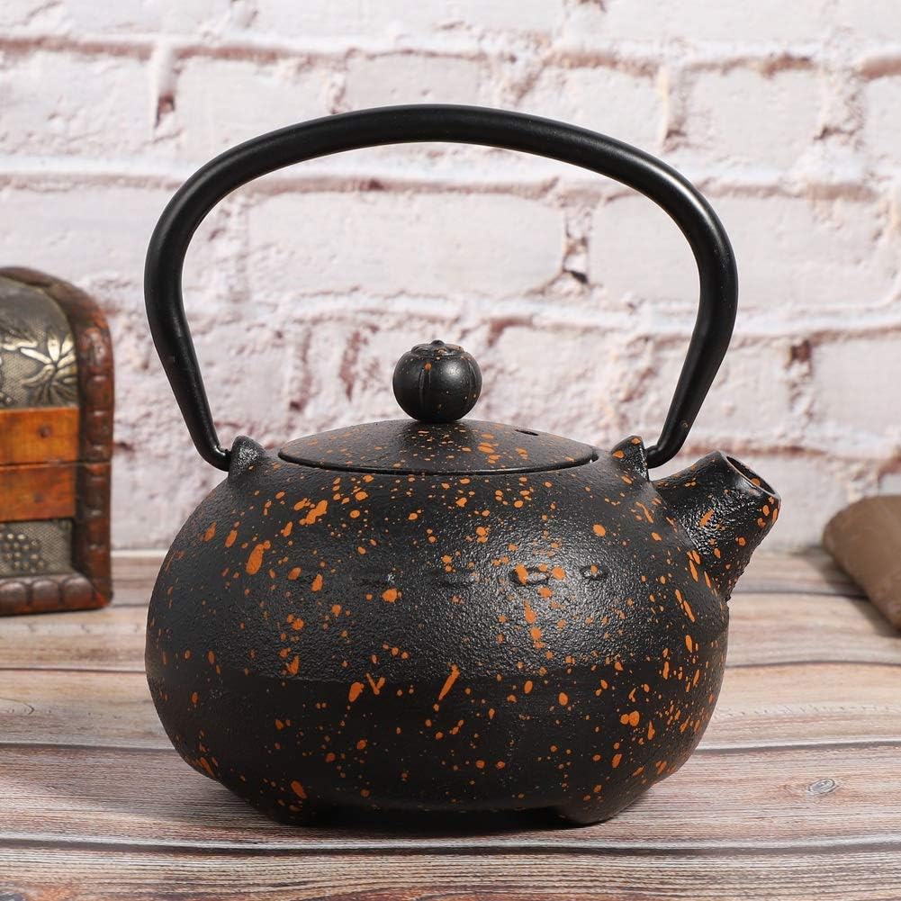 Black Cast Iron Teapot with Orange Speckle Pattern: A Blend of Artistry, Durability, and Tea - Brewing Excellence