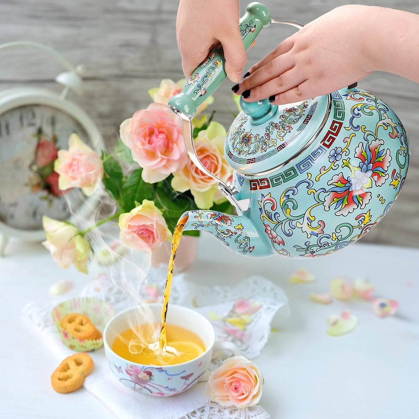 Enamel Teapot with Floral Pattern: A Fusion of Art, Function, and Versatility
