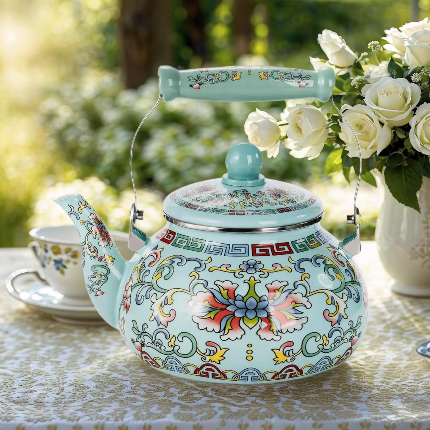 Enamel Teapot with Floral Pattern: A Fusion of Art, Function, and Versatility