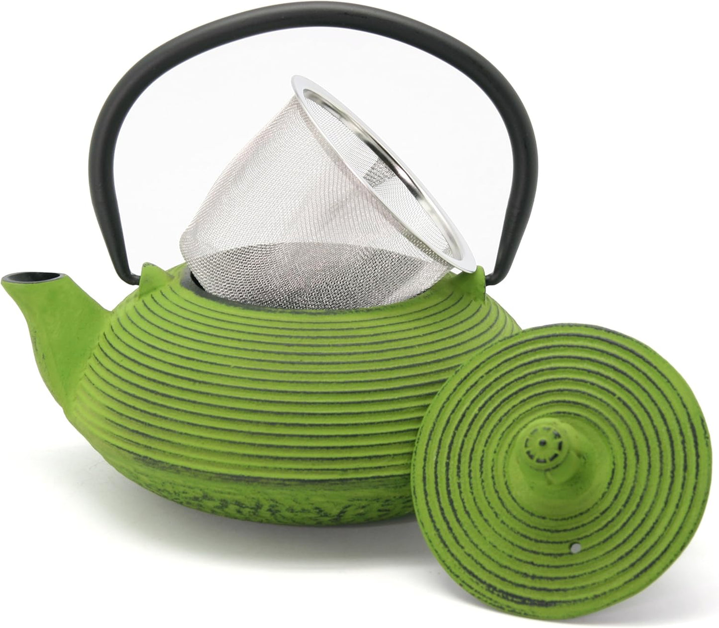 Green Ribbed Cast Iron Teapot (20 oz): A Fusion of Style, Durability, and Tea - Brewing Excellence