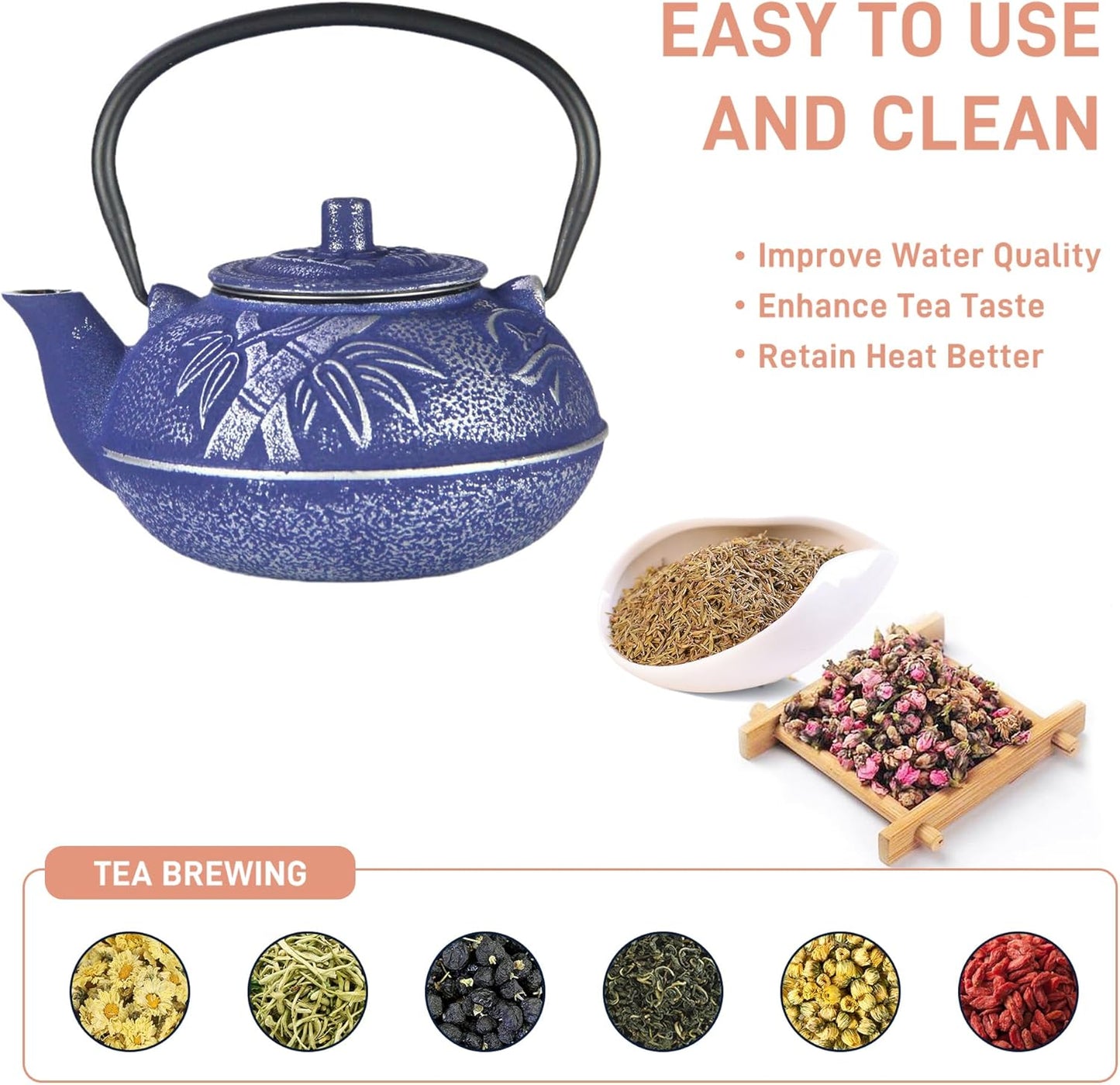 Blue Cast Iron Teapot with Bamboo Pattern: A Blend of Elegance, Functionality, and Cultural Charm