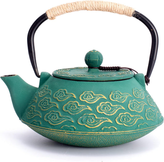 Green Cast Iron Teapot with Golden Cloud Pattern: A Symphony of Art, Function, and Tradition