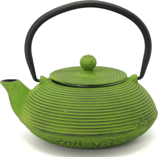 Green Ribbed Cast Iron Teapot (20 oz): A Fusion of Style, Durability, and Tea - Brewing Excellence